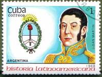 (1988-073) Марка Куба "Хосе де Сан-Мартин (Аргентина)"    История Латинской Америки III Θ