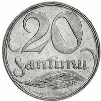 (1922) Монета Латвия 1922 год 20 сантимов   Никель  XF