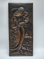 Панно настенное чеканка Девушка с огнем в руках 38 х 17 см