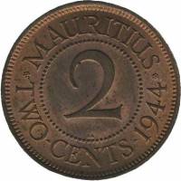 (№1943km22) Монета Маврикий 1943 год 2 Cents