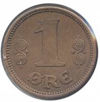(№1919km812.2) Монета Дания 1919 год 1 Oslash;re (ГКН сердца)