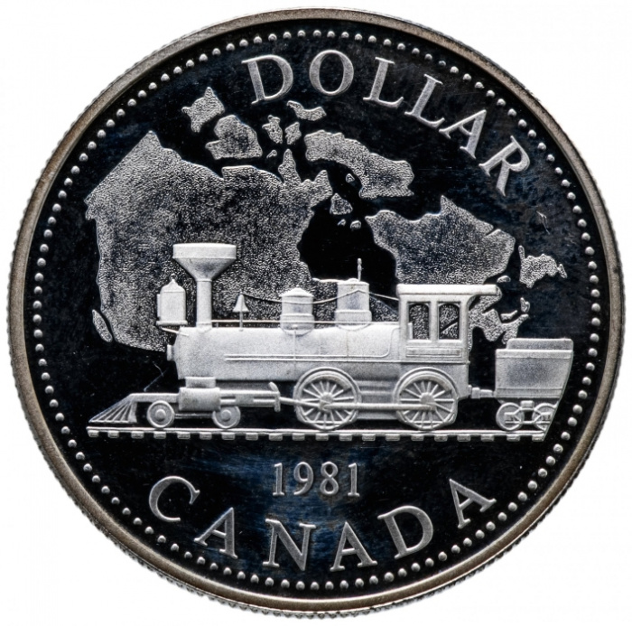 (1981) Монета Канада 1981 год 1 доллар &quot;Трансконтинентальная железная дорога&quot;  Серебро Ag 500  PROOF