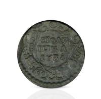 (1731, гурт узор) Монета Россия-Финдяндия 1731 год 1/4 копейки  Орёл 1730 г. Полушка Медь  UNC