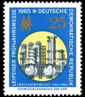 (1965-009) Марка Германия (ГДР) "Химический завод"    Ярмарка, Лейпциг II Θ