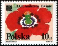 (1987-051) Марка Польша "Русалочка"    Международная выставка марок HAFNIA '87, Копенгаген III Θ