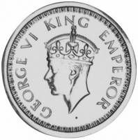 (№1943km557a) Монета Индия 1943 год 1 Rupee (Повторное зажигание)