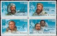 (№1986-1835) Лист марок США 1986 год "Исследователей Арктики", Гашеный