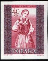 (1960-010a) Марка Польша "Краков (Женский)" Без перфорации   Национальная одежда III Θ