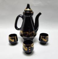 Графин и 3 стопки  кобальт позолота (сост. на фото)