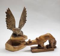 Статуэтки 2 шт Орел и Соболь дерево СССР 