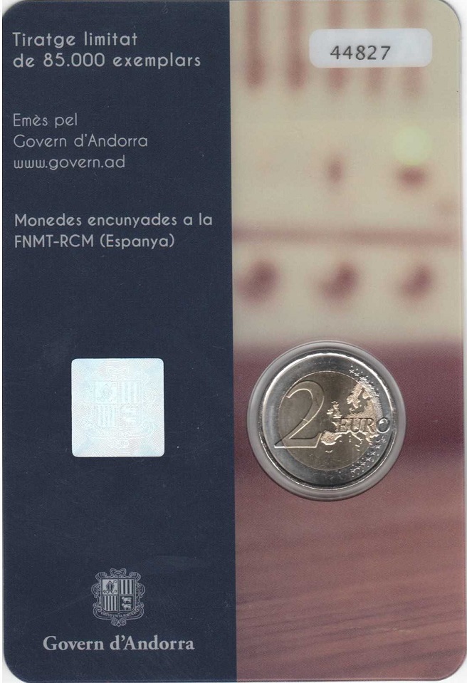 (04) Монета Андорра 2016 год 2 евро &quot;Радио и телевидение&quot;  Биметалл  Блистер