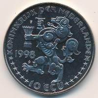 (№1998) Монета Нидерланды 1998 год 10 Ecu (10-й 3-й Deathanniversary министра-Президента Виллема Дре