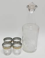 Графин и рюмки, набор 5 предметов, стекло, СССР(сост. на фото)