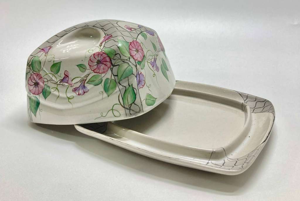 Маслёнка фарфоровая, авторская роспись "Вьюнок", Россия