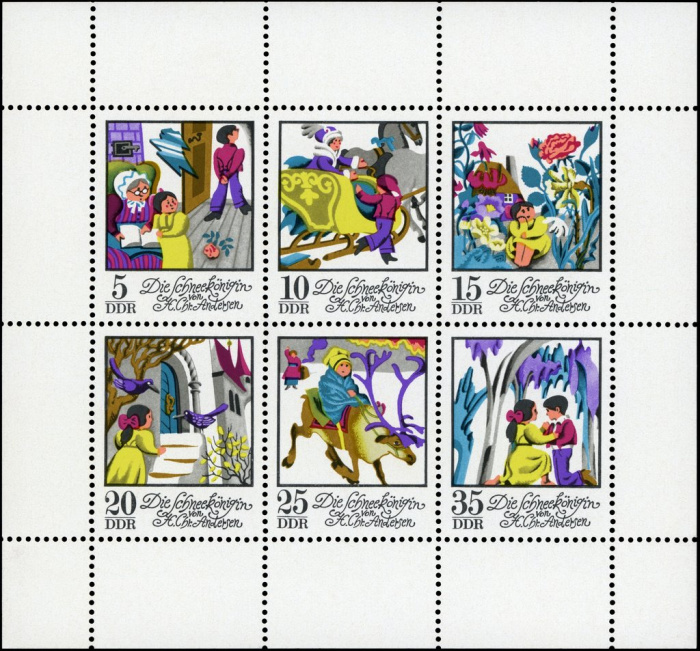(1972-078) Лист (6 м 2х3) Германия (ГДР) &quot;Снежная королева&quot;    Сказки II Θ