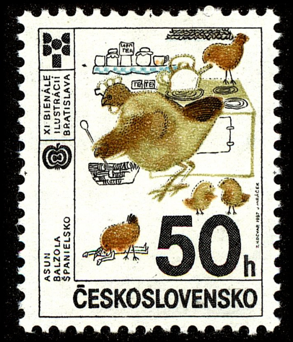 (1987-031) Марка Чехословакия &quot;Курица&quot; ,  III Θ