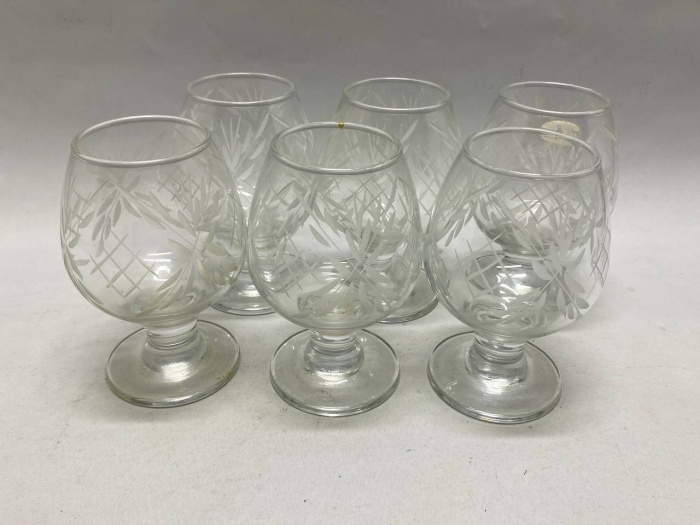 Бокал для коньяка, 6 шт, стекло, алмазная резка