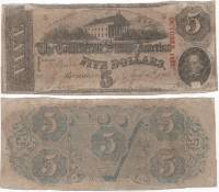 1863 Банкнота США (Конфедеративные Штаты Америки) 1963 год 5 долларов Ричмонд   F