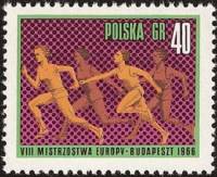 (1966-030) Марка Польша "Эстафета" , III O