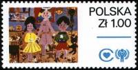 (1979-003) Марка Польша "Дети с игрушками"    Международный год ребенка. Детские рисунки II Θ