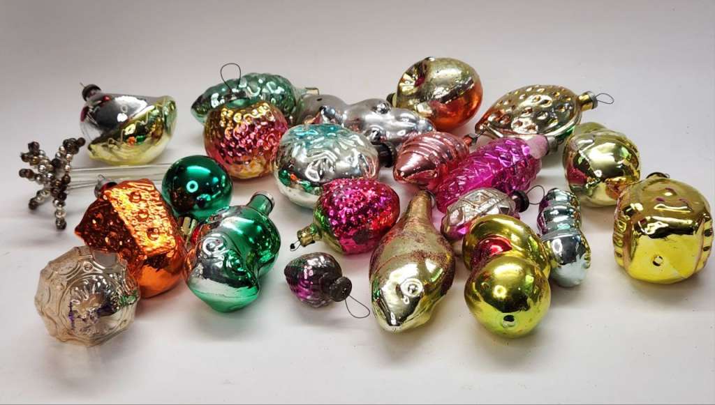 Елочные игрушки СССР 21 штука стекло