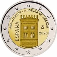 (018) Монета Испания 2020 год 2 евро "Памятники стиля мудехар в Арагоне"  Биметалл  UNC
