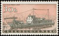 (1960-004) Марка Чехословакия "Речное судно 'Praha Libeň'"   Пароходы III Θ