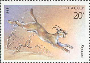 1985-073 Марка СССР Каракал  Красная книга СССР III Θ