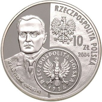 2004 Монета Польша 2004 год 10 злотых История злотого 1 злотый 1924 года  Серебро Ag 925  PROOF