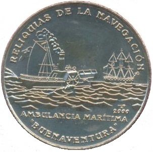 (2000) Монета Куба 2000 год 1 песо &quot;Пароход Буэнавентура&quot;  Медь-Никель  UNC