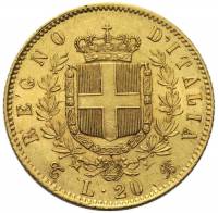 (№1861km10.1) Монета Италия 1861 год 20 Lire (Турин)