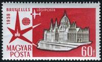 (1958-037) Марка Венгрия "Парламент в Будапеште"    Всемирная выставка, Брюссель III Θ