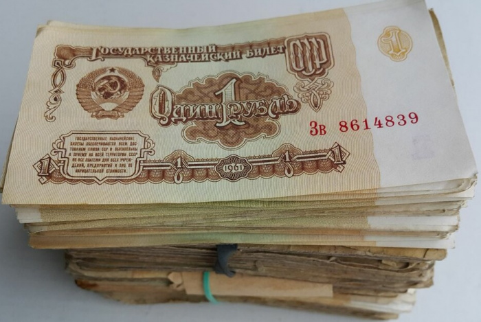 (1 рубль) Пачка банкнот 100 штук СССР 1961-1991 год    F