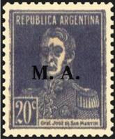 (№1931-292) Марка из набора Аргентина 1931 год "Joseacute Франциско ovpt де Martiacuten Сан 17781850