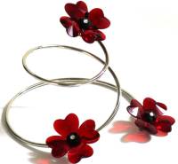 Сувенир "Красные маки", Чешский хрусталь, 13*10 см, нерж. сталь, маки на магните, новый