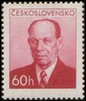 (1953-040) Марка Чехословакия "А. Запотоцкий (Лиловая)"    Президент Запотоцкий (Стандартный выпуск 
