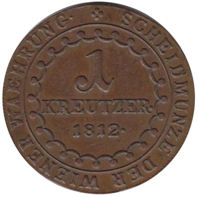 Монета Австрийская Империя 1812 год 1 крейцер, XF