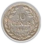 () Монета Либерия 1960 год 10  ""   Биметалл (Серебро - Ниобиум)  UNC