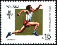 (1988-016) Марка Польша "Тройной прыжок"    Летние ОИ 1988, Сеул III Θ