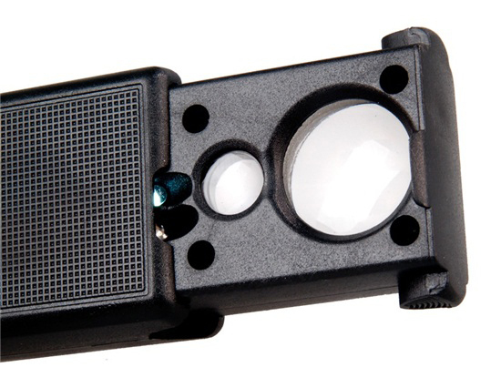 Лупа карманная MG9881 Раздвижная, с двумя типами подсветки, с двумя линзами 30х и 60х, черная, Китай