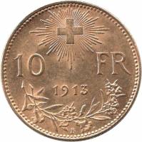 () Монета Швейцария 1913 год 10 франков ""  Золото (Au)  UNC