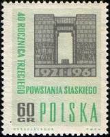 (1961-042) Марка Польша "Памятник повстанцам"   40-летие 3-го Силезского восстания II Θ