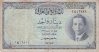 (№1953P-34) Банкнота Ирак 1953 год "1 Dinar" (Подписи: Abdul Ilah Hafiudh)