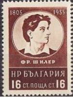 (1955-033) Марка Болгария "Ф. Шиллер (1759-1805)"   Деятели культуры II Θ