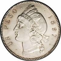 () Монета Доминикана 1897 год 1  ""   Биметалл (Серебро - Ниобиум)  AU