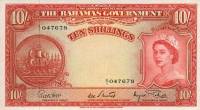 (№P-14d) Банкнота Багамские острова 1953 год 10 Shillings "Багамский шиллинг"