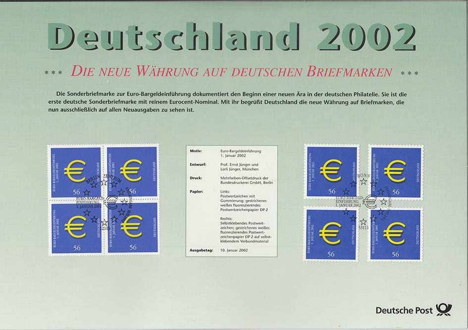 (2002f, 8 монет + марки) Набор монет Германия (ФРГ) 2002 год &quot;Годовой набор&quot;   PROOF Буклет