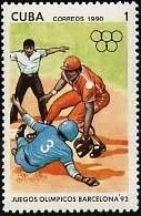 (1990-011) Марка Куба "Бейсбол"    Летняя Олимпиада Барселона 1992 III Θ