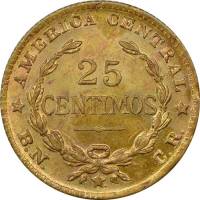 (№1944km181) Монета Коста-Рика 1944 год 25 Ceacute;ntimos (желтый-латунь)