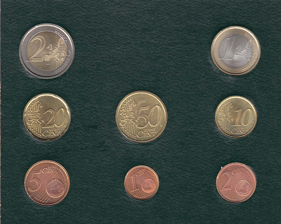 (2005, 8 монет) Набор монет Ватикан 2005 год &quot;Тёмно-зелёный&quot;   Буклет